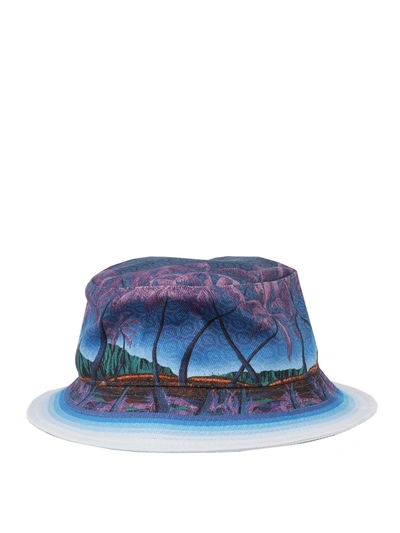 Shop Casablanca Printed Bucket Hat In Blue