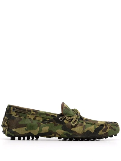Scarosso James Camouflage-print Loafers In Green