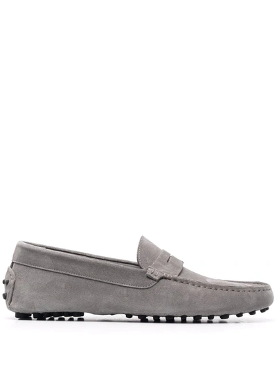 Shop Scarosso Michael Suede Loafers In Grey