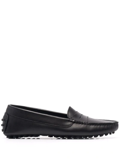 Shop Scarosso Ashley Leather Loafers In Black