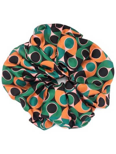 Shop La Doublej Giga Abstract-print Scrunchie In Green