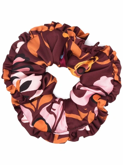 Shop La Doublej Botanical-print Scrunchie In Black