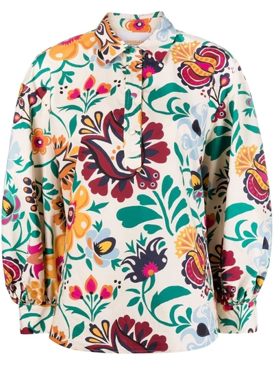 Shop La Doublej Poet Floral-print Shirt In Neutrals