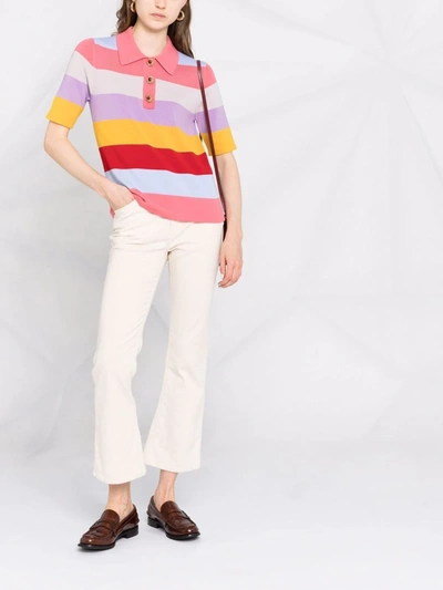 Shop La Doublej Striped Polo Top In Pink