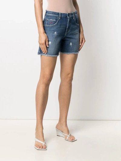 Shop Jacob Cohen Distressed Denim Shorts In Blue