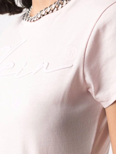 Shop Philipp Plein Logo-embroidered Cotton T-shirt In Pink