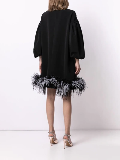 Shop Huishan Zhang Poppy Feather-trim Dress In Black