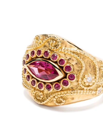 Aurelie Bidermann 18kt Yellow Gold Cashmere Rubellite, Ruby And Diamond Ring In Gold