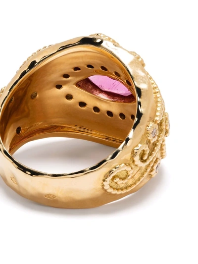 Aurelie Bidermann 18kt Yellow Gold Cashmere Rubellite, Ruby And Diamond Ring In Gold