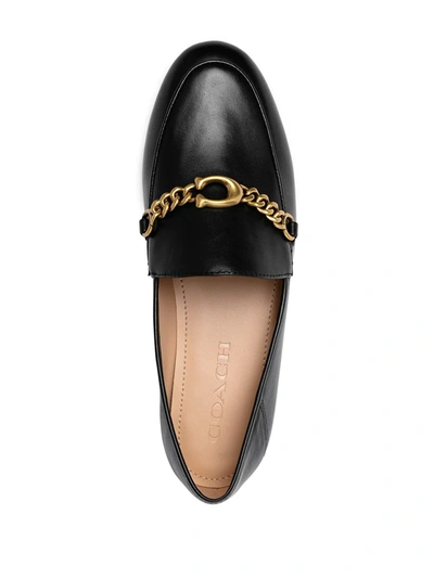 Shop Coach Helena Leather Loafers In Black