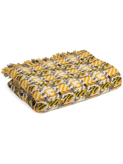 Shop Gucci G Checked Blanket In Yellow