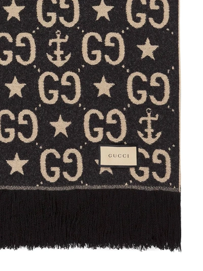 Shop Gucci Gg-motif Throw Blanket In Black