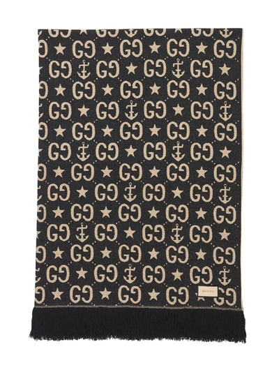 Shop Gucci Gg-motif Throw Blanket In Black