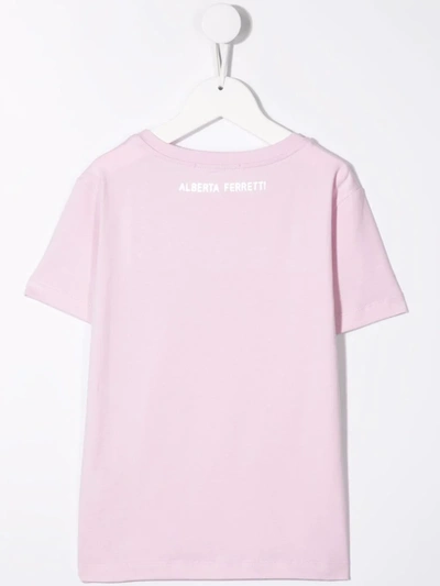 Shop Alberta Ferretti Metallic-logo Print T-shirt In Pink