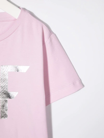 Shop Alberta Ferretti Metallic-logo Print T-shirt In Pink