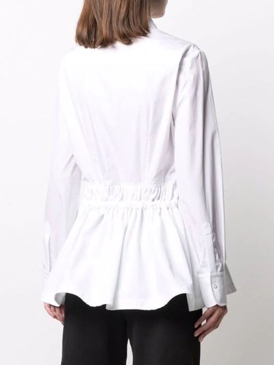 Shop Alexander Mcqueen Drawstring-waist Cotton Shirt In White