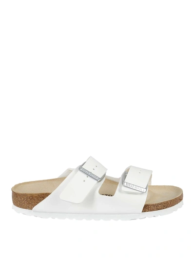 Shop Birkenstock Arizona Faux Leather Sandals In White