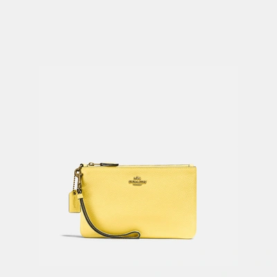 Shop Coach Small Wristlet In Color<lsn_delimiter>brass/retro Yellow