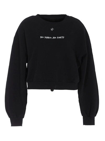 Shop Pinko Women's Black Cotton Sweatshirt