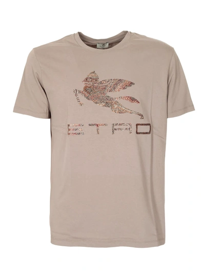 Shop Etro Pegaso T-shirt In Beige In Grey