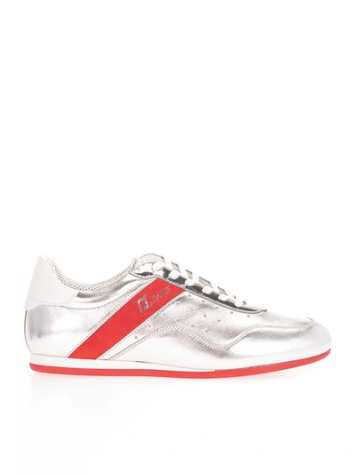 Shop Christian Louboutin My K Low Sneakers In Silver Color And Red