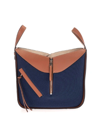 Shop Loewe Hammock Small Bag In Tan And Navy Blue Color