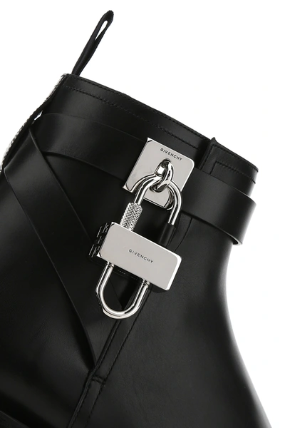 Shop Givenchy Black Leather Lock Ankle Boots  Black  Uomo 45