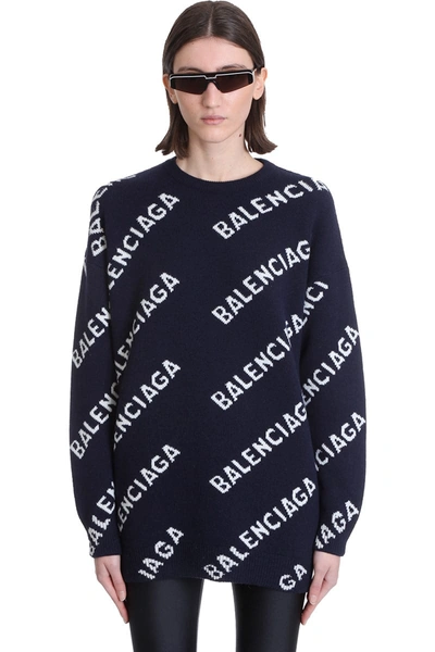 Shop Balenciaga Knitwear In Blue Wool