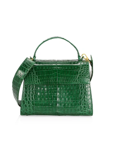Shop Nancy Gonzalez Large Lexi Crocodile Top Handle Bag In Kelly Green Shiny