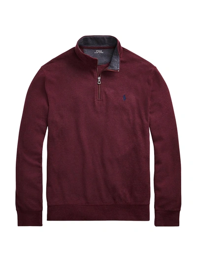 Shop Polo Ralph Lauren Men's Quarter-zip Sweatshirt In Aged Wine