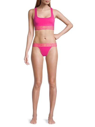 Versace Greca-border Stretch Cotton Thong In White