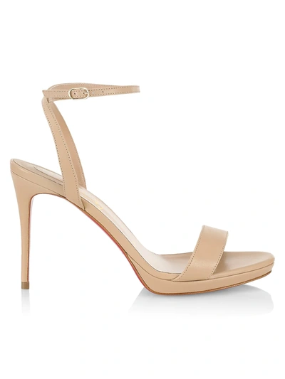 Shop Christian Louboutin Women's Loubi Queen 120 Leather Sandals In Nude 1