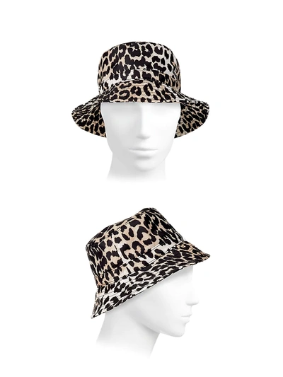 Shop Ganni Seasonal Recycled Tech Bucket Hat In Leopard