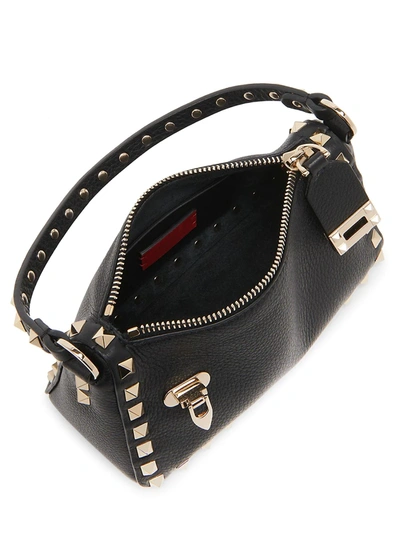Shop Valentino Women's Rockstud Leather Small Shoulder Bag In Black