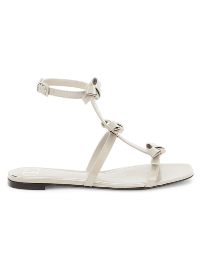 Shop Valentino Women's French Bows Leather Gladiator Sandals In Ivory