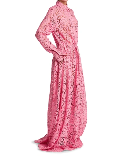 Shop Valentino Lace Shirt Gown In Pink