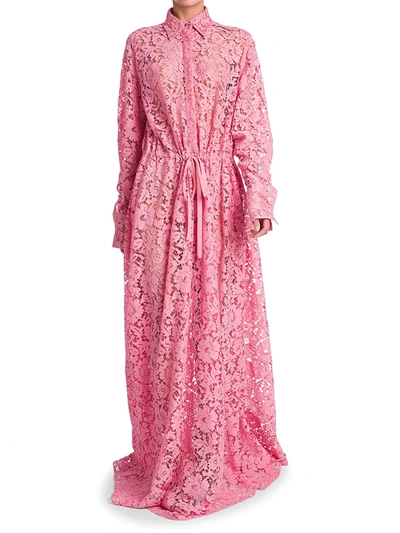 Shop Valentino Lace Shirt Gown In Pink