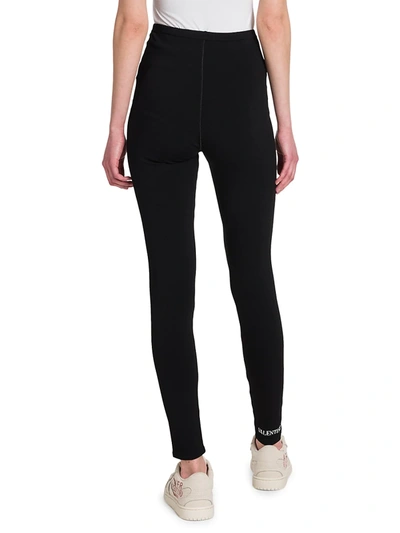 Shop Valentino Jersey Leggings In Black