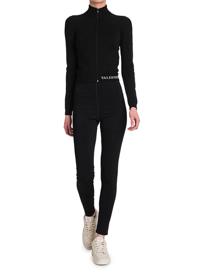 Shop Valentino Jersey Leggings In Black