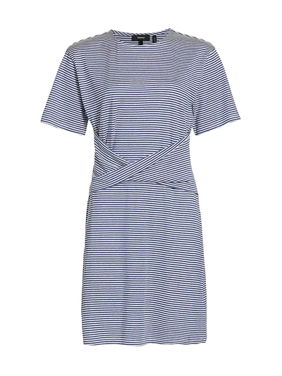 Shop Theory Front Twist Stripe Linen-cotton T-shirt Dress