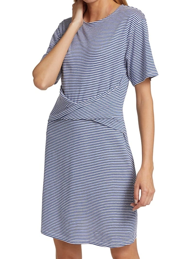 Shop Theory Front Twist Stripe Linen-cotton T-shirt Dress