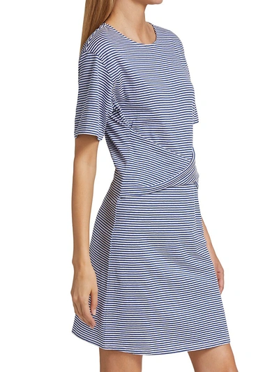 Shop Theory Front Twist Stripe Linen-cotton T-shirt Dress