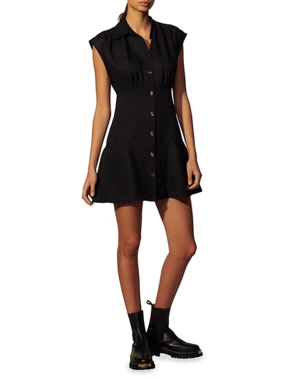 Shop Sandro Women's Josephine Linen Mini Dress In Black