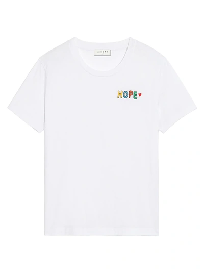 Shop Sandro Mathieu Embroidered T-shirt In White