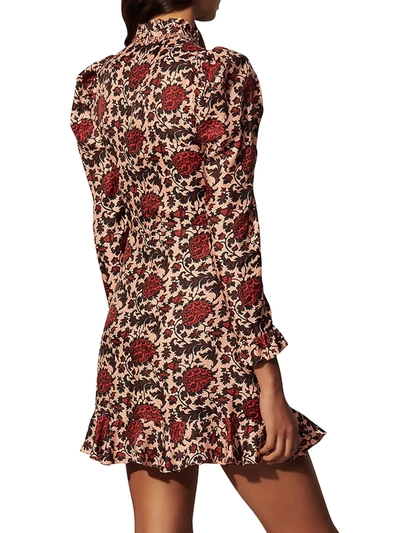 Shop Sandro Lyah Paisley-printed Silk Blend Dress In Pink Red