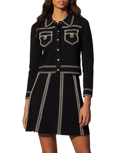 Shop Sandro Eudine A-line Knit Mini Skirt In Black
