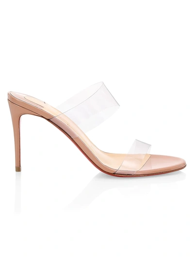 Shop Christian Louboutin Women's Just Nothing 85 Pvc & Leather Mules In Nude 1