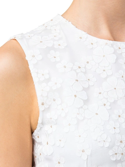 Shop Akris Floral Appliqué Sheath Dress In Le Blanc