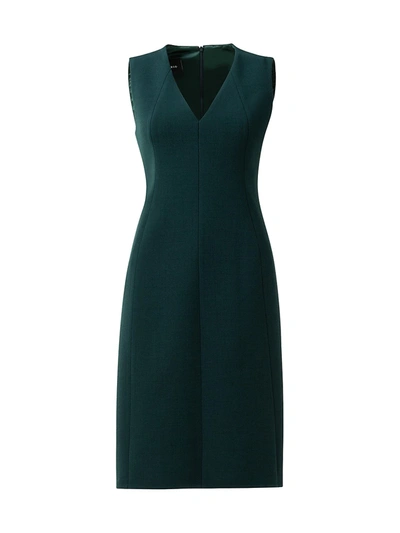 Shop Akris V-neck Sleeveless Sheath Dress In Emerald