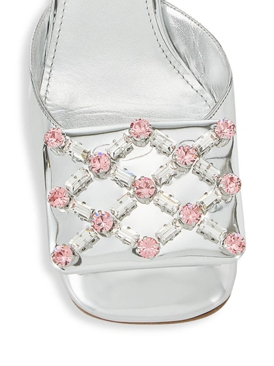 Shop Miu Miu Crystal Metallic Mule Sandals In Silver